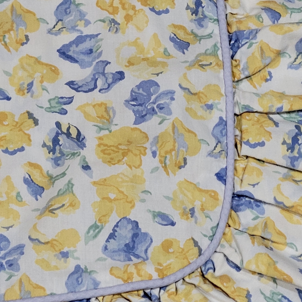 Laura Ashley Charlotte confetti yellow blue ruffled border pillow sham standard - Picture 6 of 12